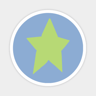 Pale Green Star On Light Blue Magnet